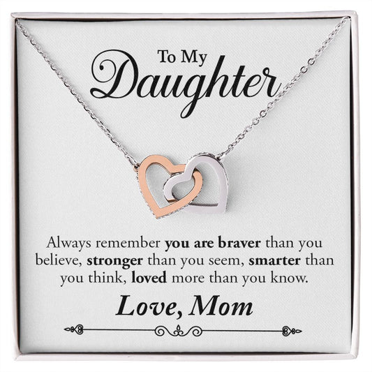 My Daughter | Braver Stronger Smarter - Interlocking Hearts Necklace